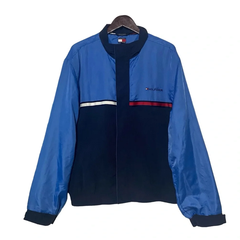 Vintage Tommy Hilfiger Color Block Windbreaker Blue Red & White Y2K Jacket